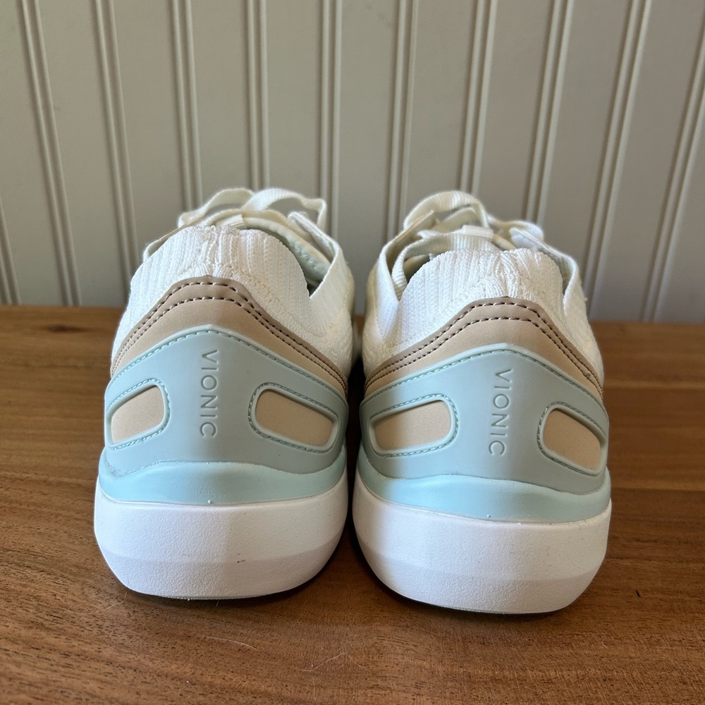 Vionic Women's White Sneakers with Light Blue and Tan Accents - Picture 4 of 4